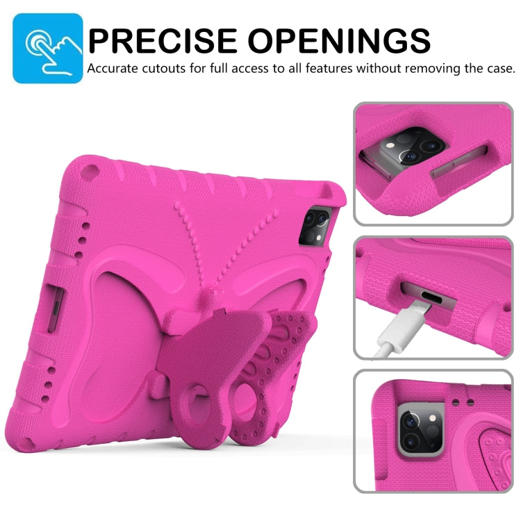 For iPad Air 11 2024 Butterfly Bracket EVA Shockproof Tablet Case(Rose Red)