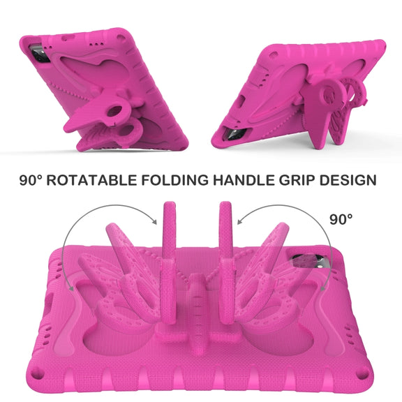 For iPad Air 11 2024 Butterfly Bracket EVA Shockproof Tablet Case(Rose Red)