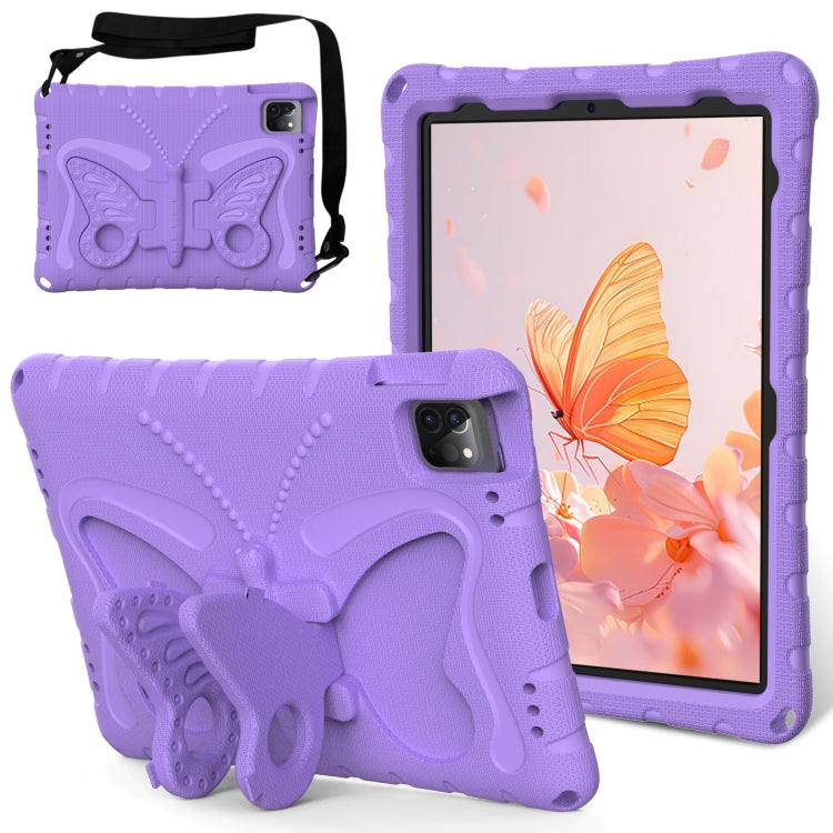 For iPad Pro 11 2024 Butterfly Bracket EVA Shockproof Tablet Case(Light Purple)