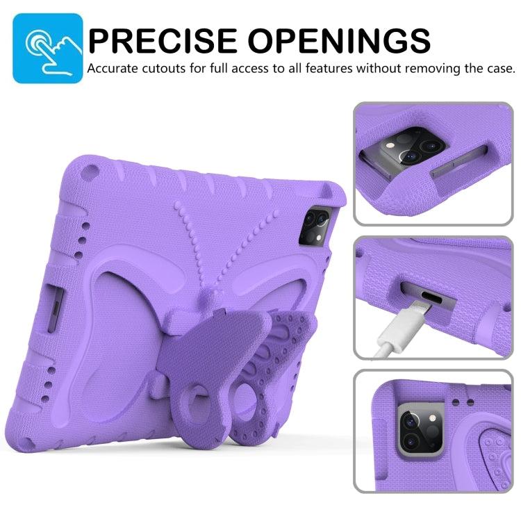 For iPad Pro 11 2024 Butterfly Bracket EVA Shockproof Tablet Case(Light Purple)