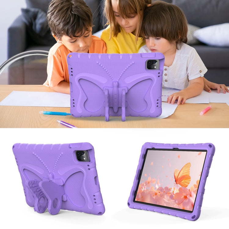 For iPad Pro 11 2024 Butterfly Bracket EVA Shockproof Tablet Case(Light Purple)