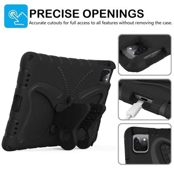 For iPad Pro 11 2024 Butterfly Bracket EVA Shockproof Tablet Case(Black)