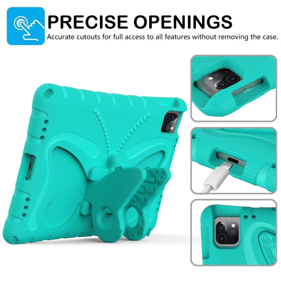 For iPad Pro 11 2024 Butterfly Bracket EVA Shockproof Tablet Case(Mint Green)