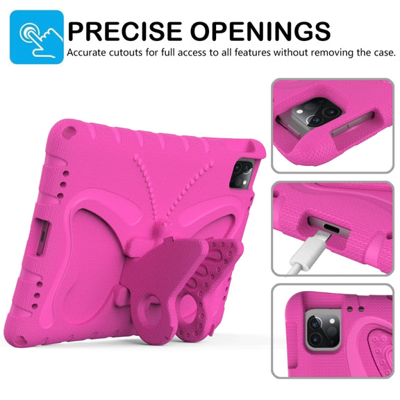For iPad Pro 11 2024 Butterfly Bracket EVA Shockproof Tablet Case(Rose Red)