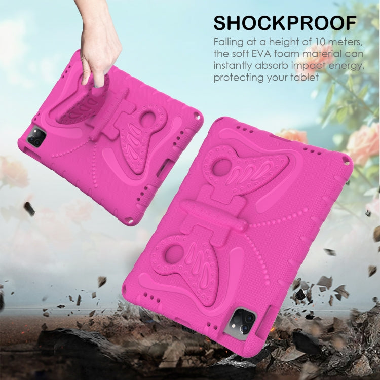For iPad Pro 11 2024 Butterfly Bracket EVA Shockproof Tablet Case(Rose Red)