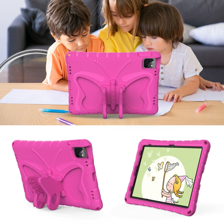 For iPad Pro 11 2024 Butterfly Bracket EVA Shockproof Tablet Case(Rose Red)