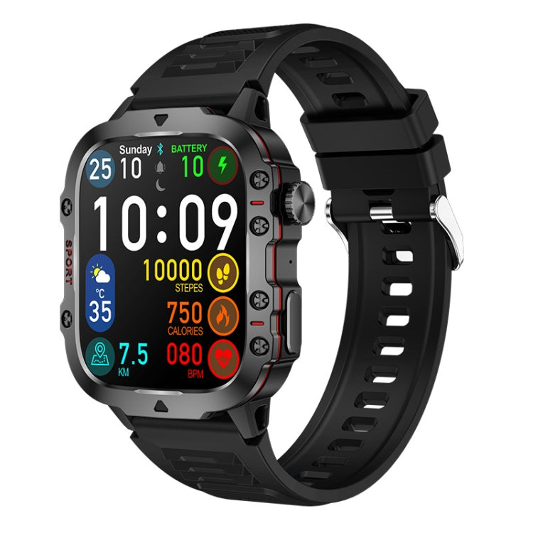 QX11 1.96 inch Color Screen Smart Watch Silicone Strap Support Bluetooth Call(Black)
