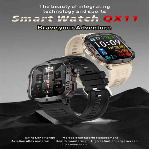 QX11 1.96 inch Color Screen Smart Watch Silicone Strap Support Bluetooth Call(Khaki)