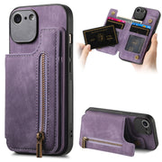 For iPhone 6 / 6s Retro Leather Zipper Wallet Back Phone Case(Purple)