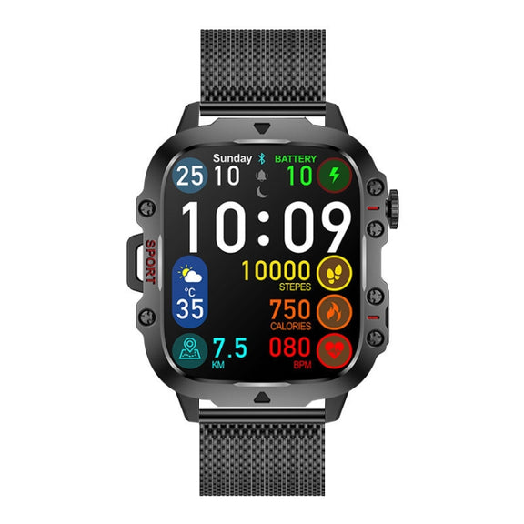 QX11 1.96 inch Color Screen Smart Watch Milan Steel Strap Support Bluetooth Call(Black)