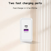 USB 67W / PD 33W Super fast Charging Full Protocol Mobile Phone Charger���US Plug(White)