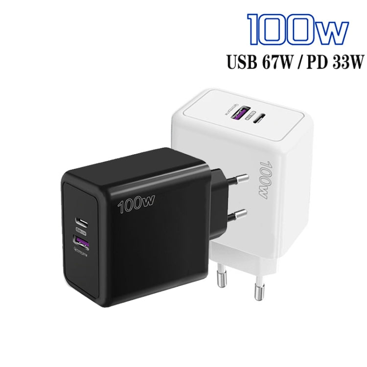 USB 67W / Type-C PD 33W Super fast Charging Full Protocol Mobile Phone Charger, EU Plug(White)