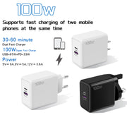 USB 67W / Type-C PD 33W Super fast Charging Full Protocol Mobile Phone Charger, EU Plug(White)