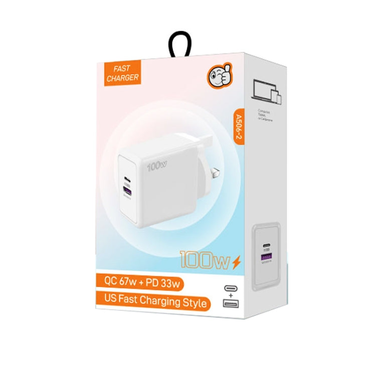USB 67W / PD 33W Super fast Charging Full Protocol Mobile Phone Charger, UK Plug(White)