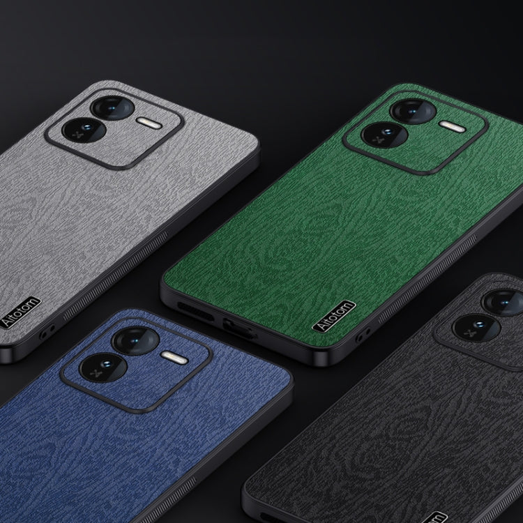 For vivo iQOO Z9 Tree Bark Leather Shockproof Phone Case(Blue)