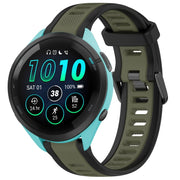 For Garmin Forerunner 265 22mm Two Color Textured Silicone Watch Band(Green+Black)