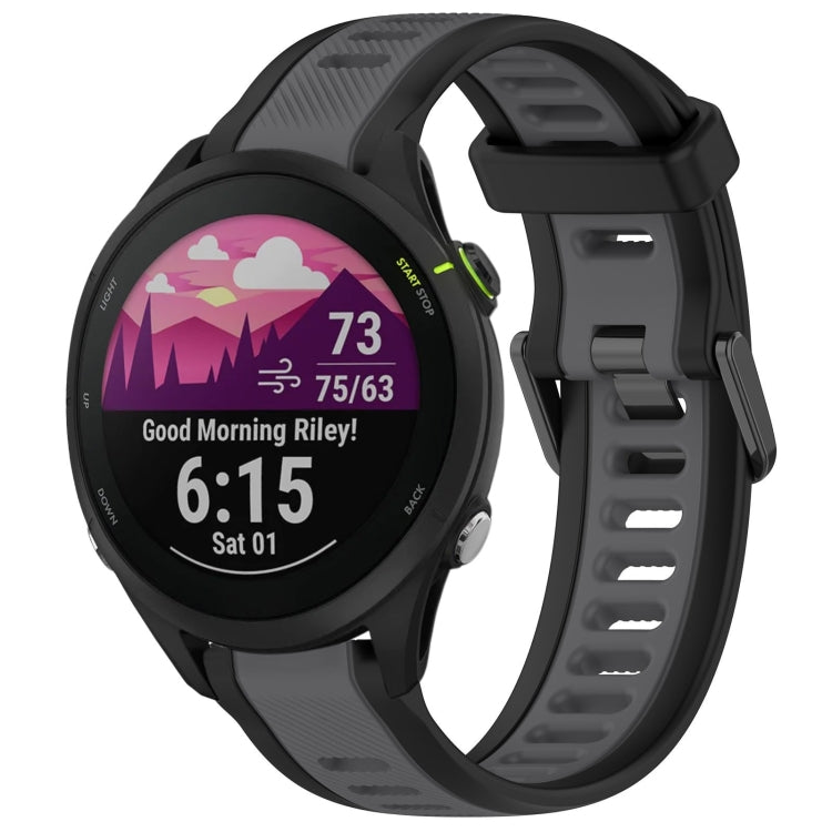 For Garmin Forerunner 255 22mm Two Color Textured Silicone Watch Band(Grey+Black)