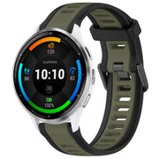 For Garmin Venu 3 22mm Two Color Textured Silicone Watch Band(Green+Black)