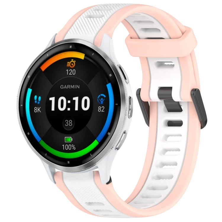 For Garmin Venu 3 22mm Two Color Textured Silicone Watch Band(White+Pink)