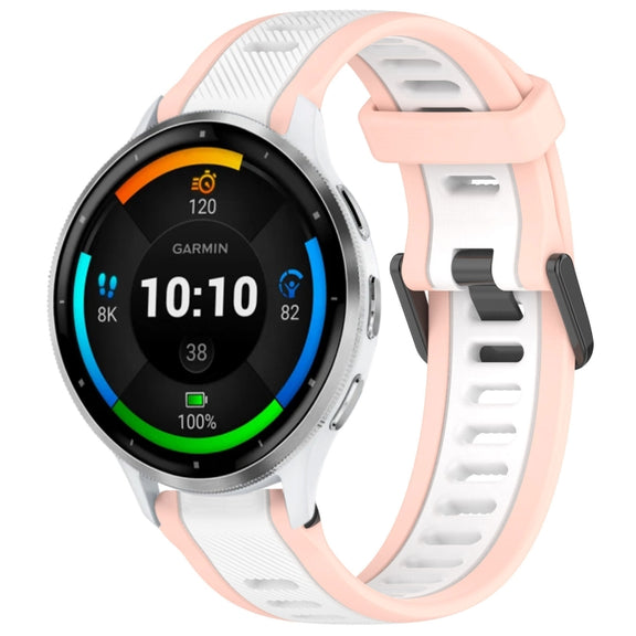 For Garmin Venu 3 22mm Two Color Textured Silicone Watch Band(White+Pink)