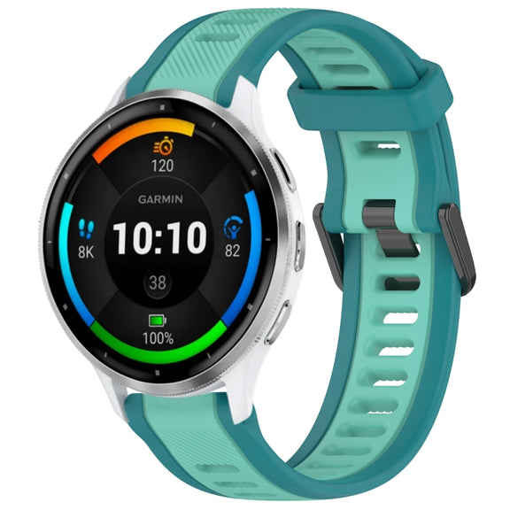 For Garmin Venu 3 22mm Two Color Textured Silicone Watch Band(Teal)