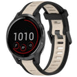 For Garmin Vivoactive 4 22mm Two Color Textured Silicone Watch Band(Starlight + Black) - Watch Bands by PMC TechLife | Online Shopping South Africa | PMC TechLife