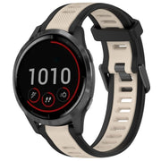 For Garmin Vivoactive 4 22mm Two Color Textured Silicone Watch Band(Starlight + Black)