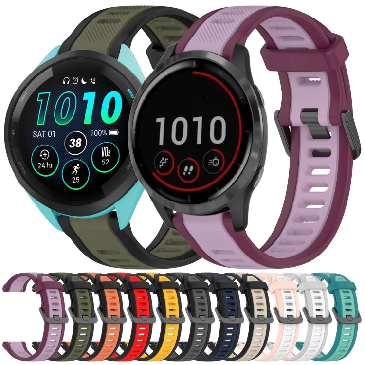 For Garmin Forerunner 265 22mm Two Color Textured Silicone Watch Band(Red+Black)