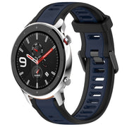 For Amazfit GTR 4 22mm Two-Color Textured Silicone Watch Band(Midnight Blue+Black)