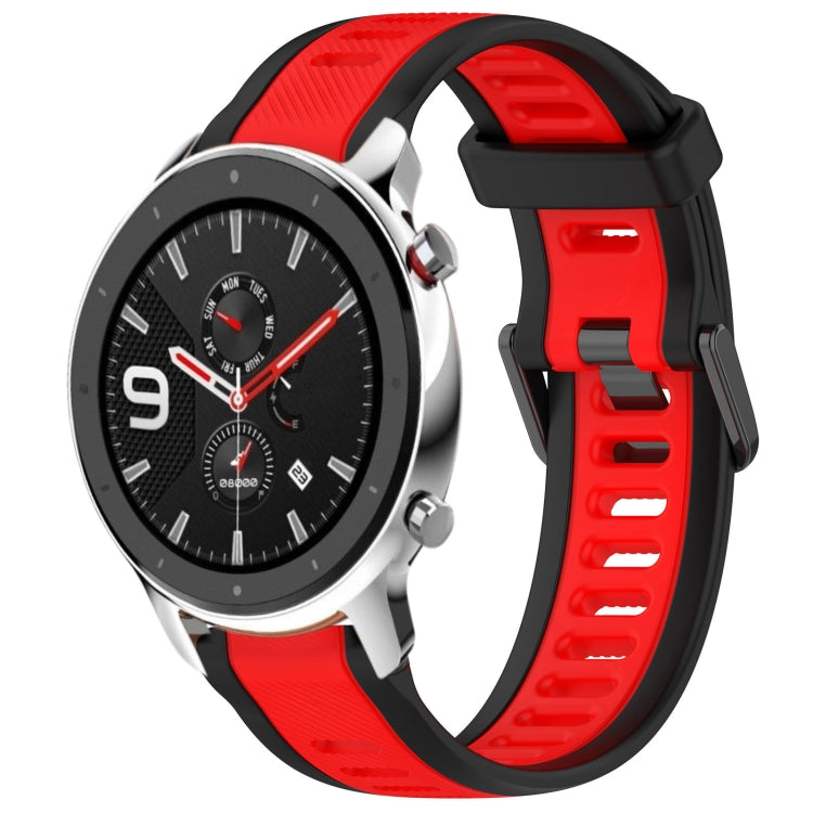 For Amazfit GTR 4 Pro 22mm Two-Color Textured Silicone Watch Band(Red+Black)