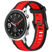 For Amazfit GTR 4 Pro 22mm Two-Color Textured Silicone Watch Band(Red+Black)
