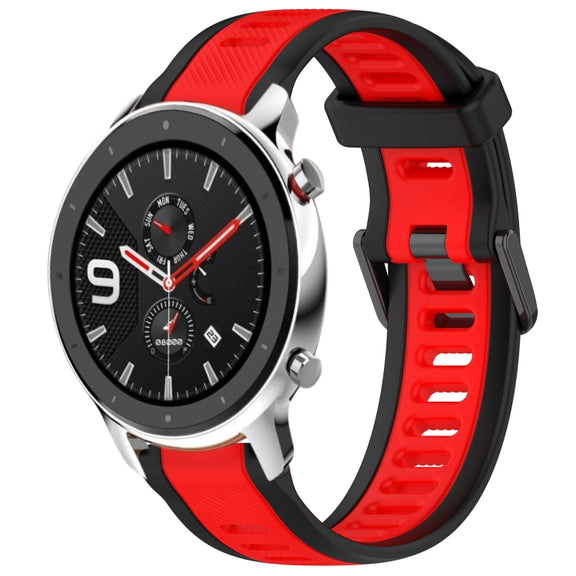For Amazfit GTR 4 Pro 22mm Two-Color Textured Silicone Watch Band(Red+Black)