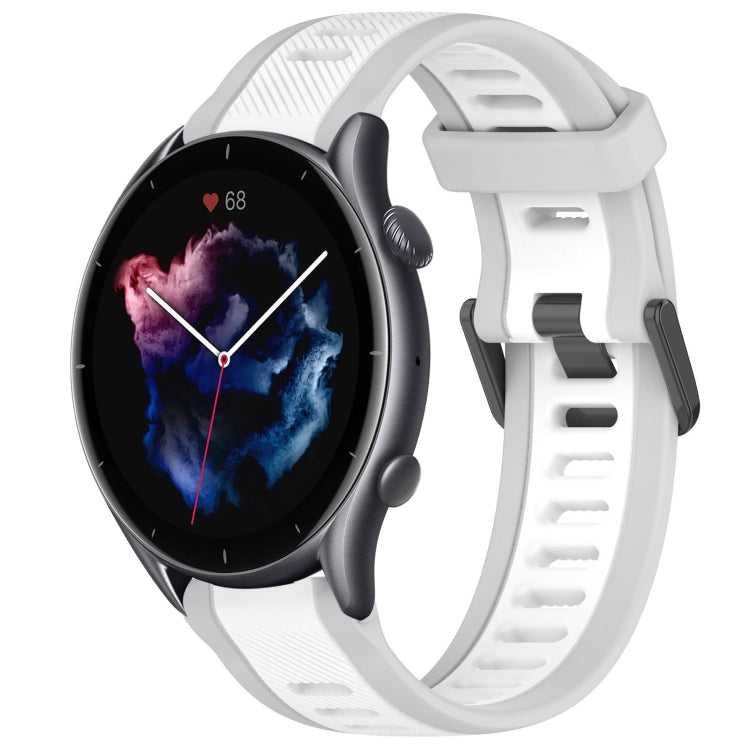 For Amazfit GTR 3 Pro 22mm Two-Color Textured Silicone Watch Band(White+Grey)