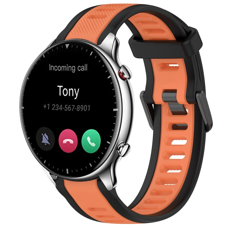 For Amazfit GTR 2 22mm Two-Color Textured Silicone Watch Band(Orange+Black)