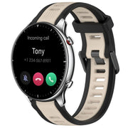 For Amazfit GTR 2 22mm Two-Color Textured Silicone Watch Band(Starlight + Black)