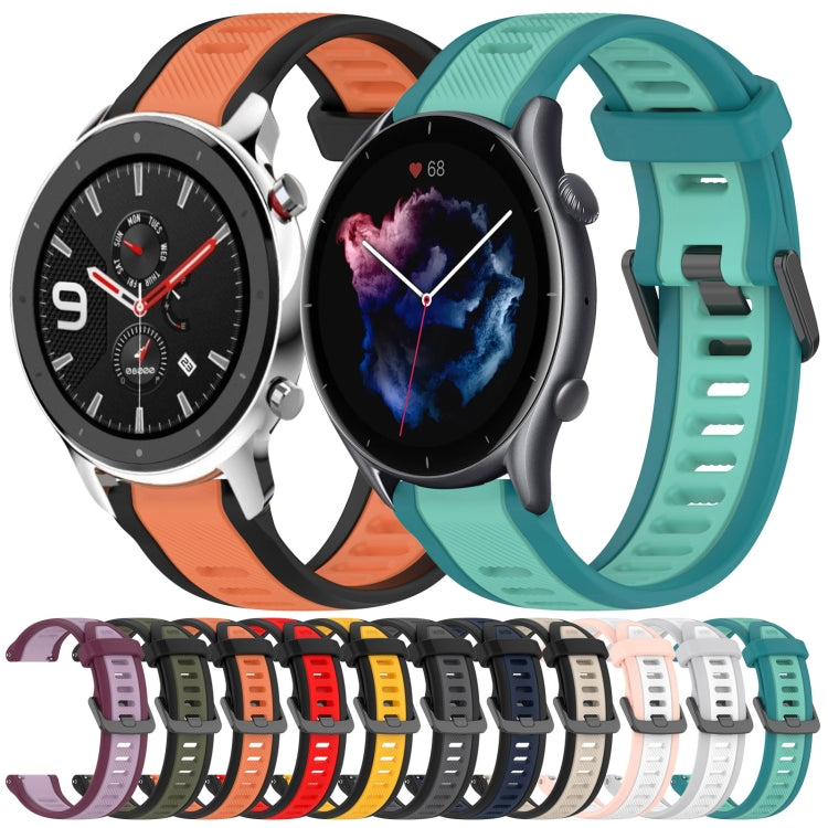 For Amazfit 3 22mm Two-Color Textured Silicone Watch Band(Orange+Black)