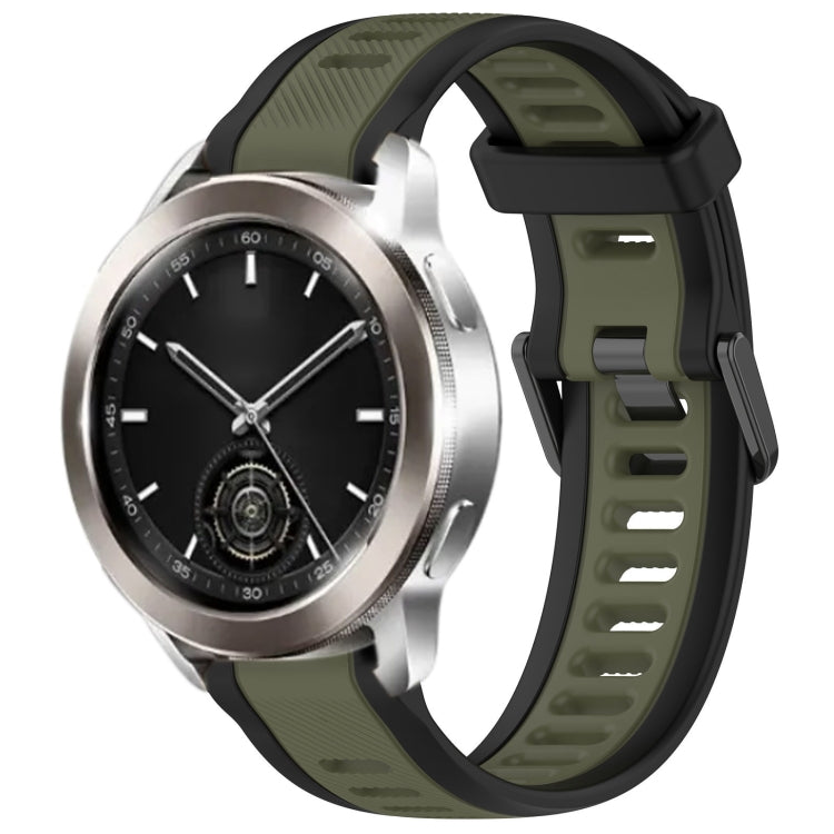 For Xiaomi Watch S3 22mm Two Color Textured Silicone Watch Band(Green+Black)