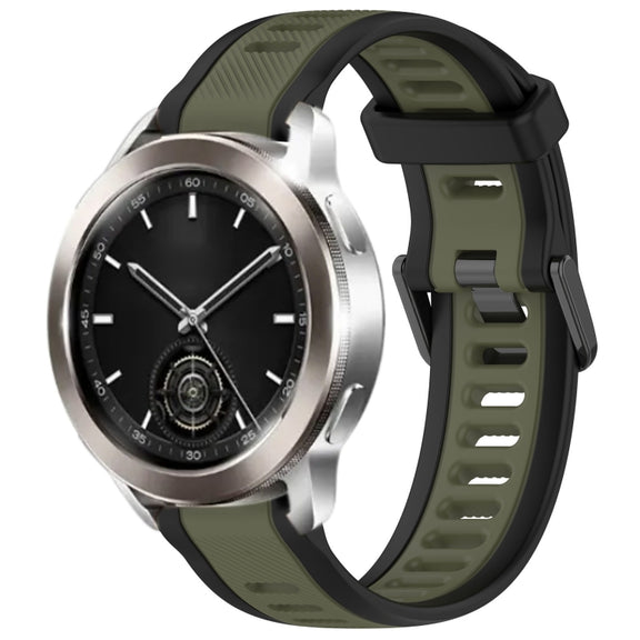 For Xiaomi Watch S3 22mm Two Color Textured Silicone Watch Band(Green+Black)