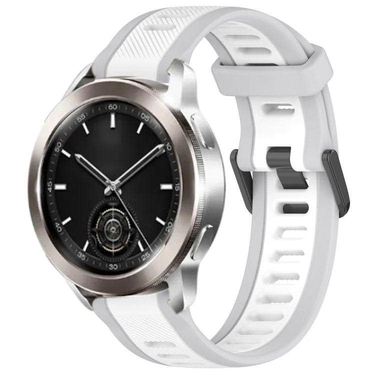 For Xiaomi Watch S3 22mm Two Color Textured Silicone Watch Band(White+Grey)
