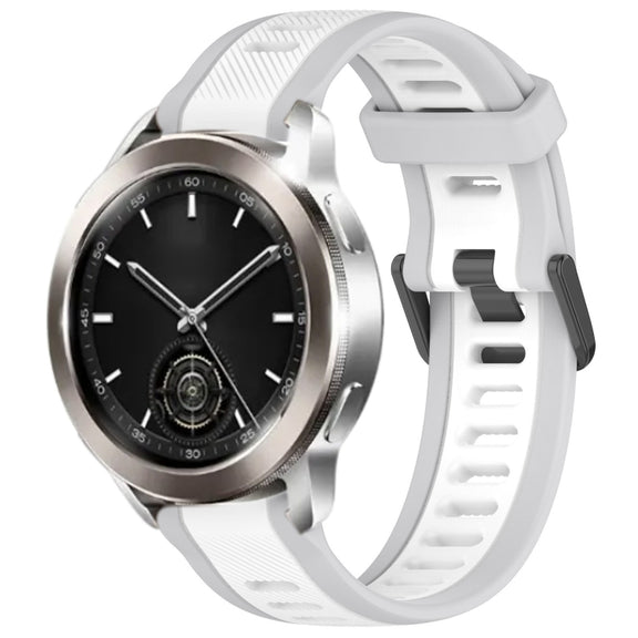For Xiaomi Watch S3 22mm Two Color Textured Silicone Watch Band(White+Grey)