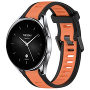 For Xiaomi Watch S2 22mm Two Color Textured Silicone Watch Band(Orange+Black)