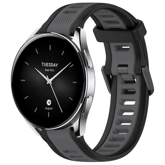 For Xiaomi Watch S2 22mm Two Color Textured Silicone Watch Band(Grey+Black)