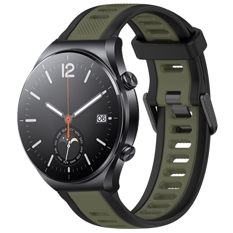 For Xiaomi MI Watch S1 22mm Two Color Textured Silicone Watch Band(Green+Black)