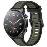For Xiaomi MI Watch S1 22mm Two Color Textured Silicone Watch Band(Green+Black)