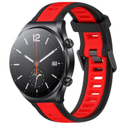 For Xiaomi MI Watch S1 22mm Two Color Textured Silicone Watch Band(Red+Black)