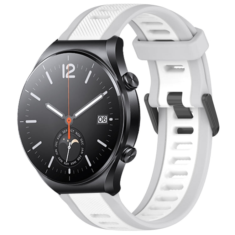 For Xiaomi MI Watch S1 22mm Two Color Textured Silicone Watch Band(White+Grey)
