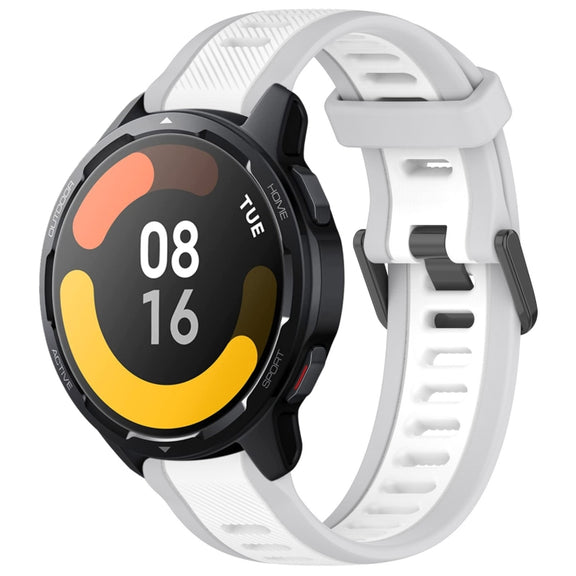 For Xiaomi Watch S1 Active 22mm Two Color Textured Silicone Watch Band(White+Grey)