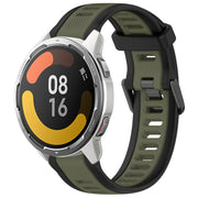 For Xiaomi MI Watch Color 2 22mm Two Color Textured Silicone Watch Band(Green+Black)