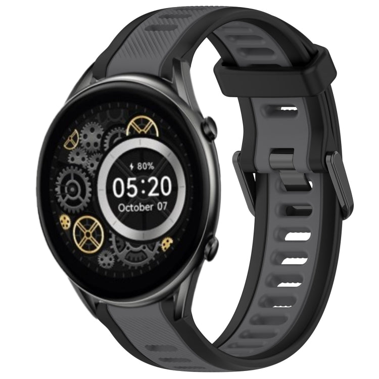 For Xiaomi Haylou RT2 LS10 22mm Two Color Textured Silicone Watch Band(Grey+Black)