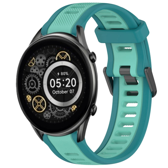 For Xiaomi Haylou RT2 LS10 22mm Two Color Textured Silicone Watch Band(Teal)